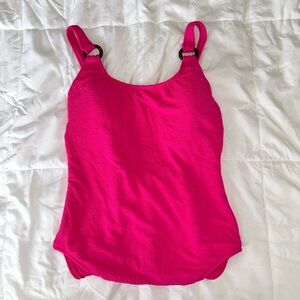 Hot Pink Pucker High Leg Swimsuit